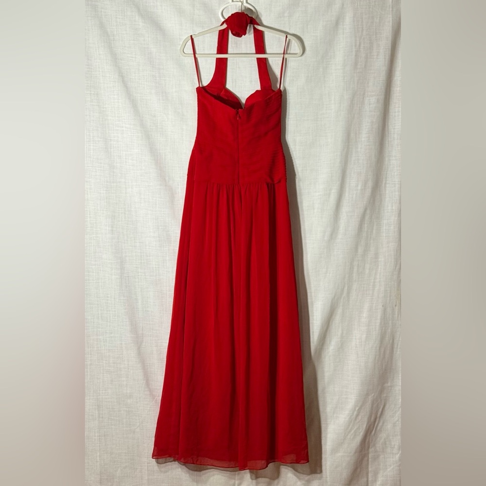 BCBGMAXAZRIA Selene Rouge Red Chiffon‎ Halter Maxi Dress Size 4 - Picture 6 of 9